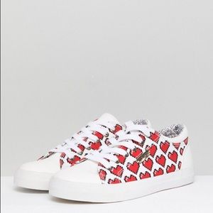 Love moschino white & red pixel heart sneakers